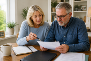 Guides from Brooks Wills Two adults discussing who to appoint as executors of a will